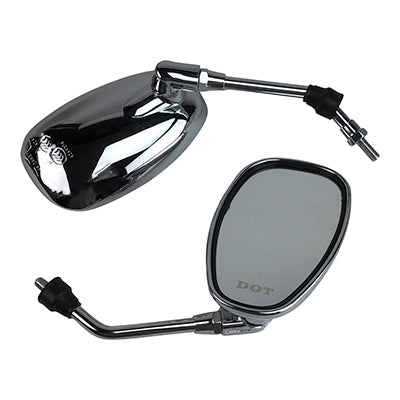 Scooter Rear View Mirror Set - Chrome - Oval - Version 50 - VMC Chinese Parts