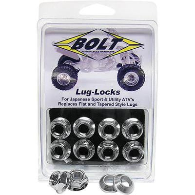 Bolt Motorcycle Hardware Flange Lug Lock Nut Set 10mm*1.25 - Silver - 8 Pack - [2401-0597]