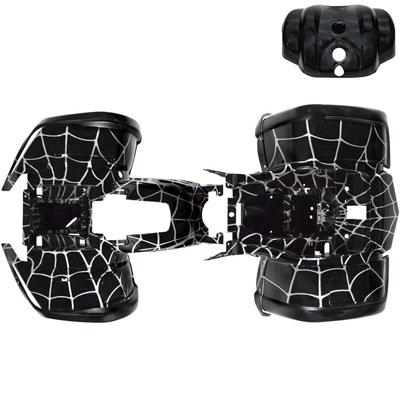ATV Body Fender Kit - 2 Piece - Black Spider - Coolster 3150, Tao Tao Bull, Rhino - VMC Chinese Parts