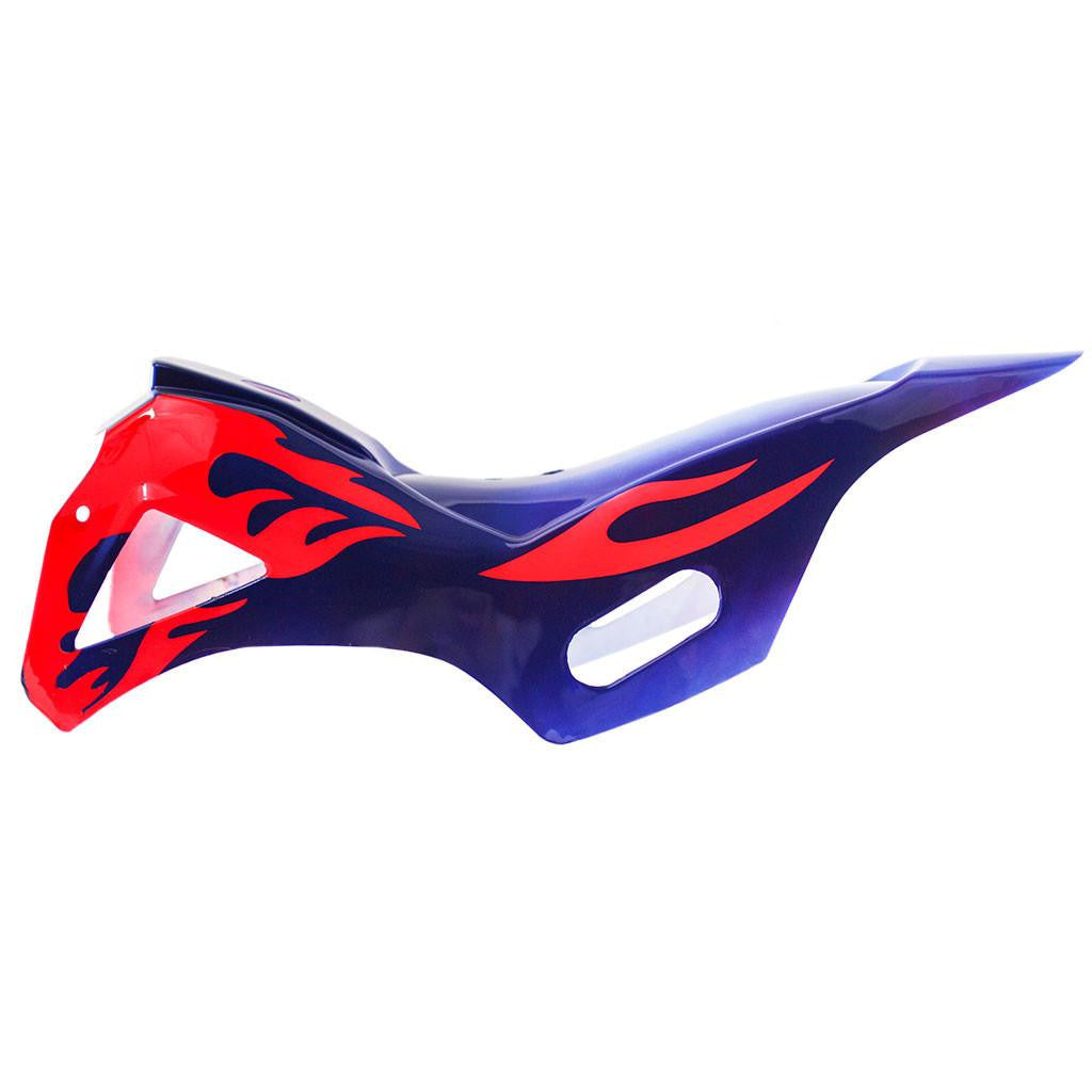 Mini Dirt Bike Body Fender - 3 piece - Blue with Red Flames - VMC Chinese Parts