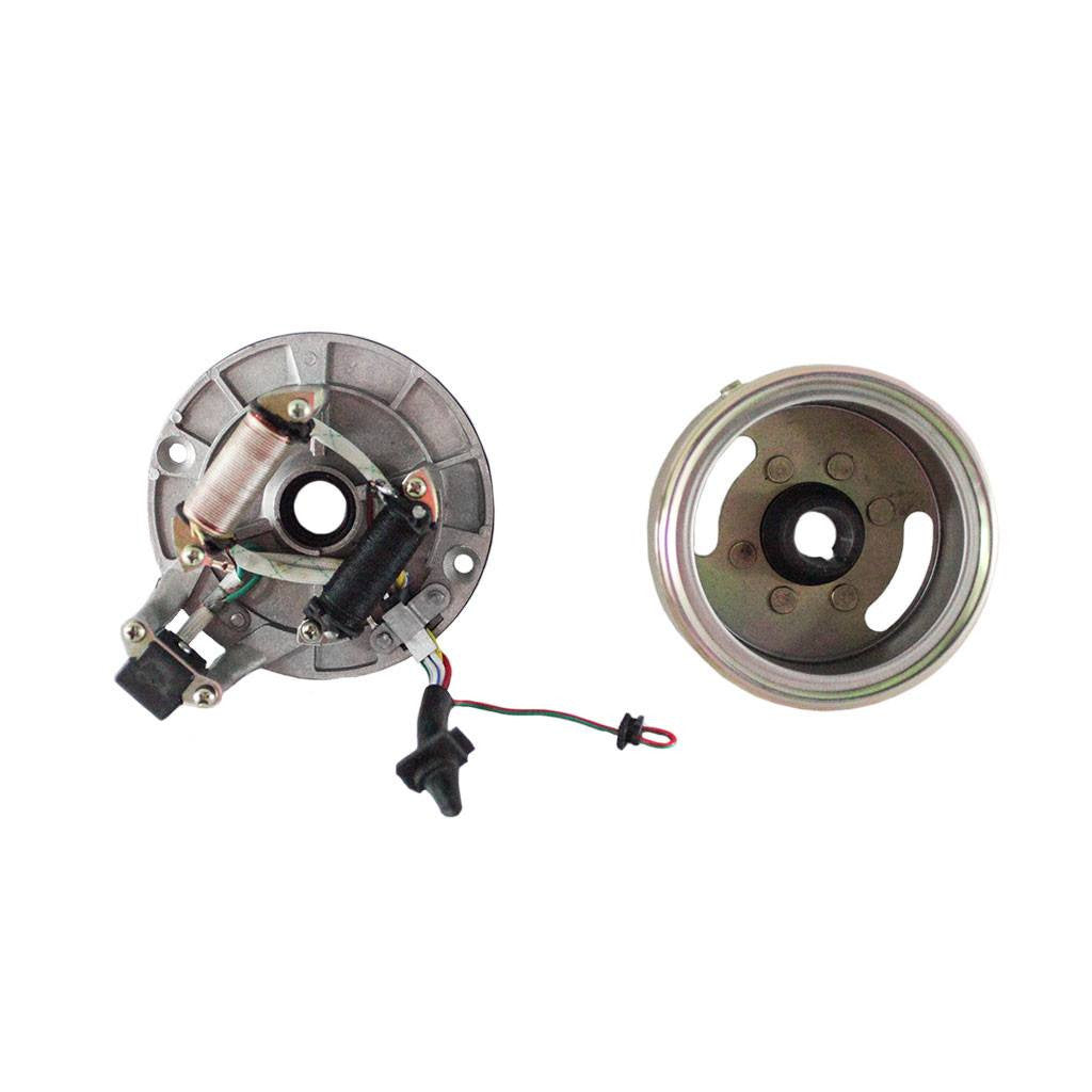 Stator Magneto With Matching Flywheel - 2 Coil - 50cc 70cc 90cc 100cc 110cc 125cc Horizontal Engine - VMC Chinese Parts