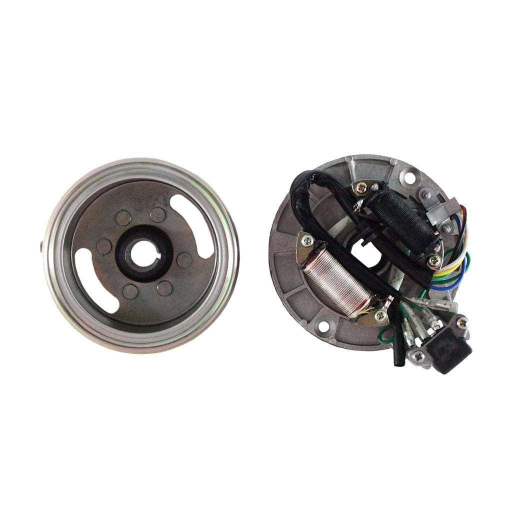 Stator Magneto With Matching Flywheel - 2 Coil - 50cc 70cc 90cc 100cc 110cc 125cc Horizontal Engine - VMC Chinese Parts