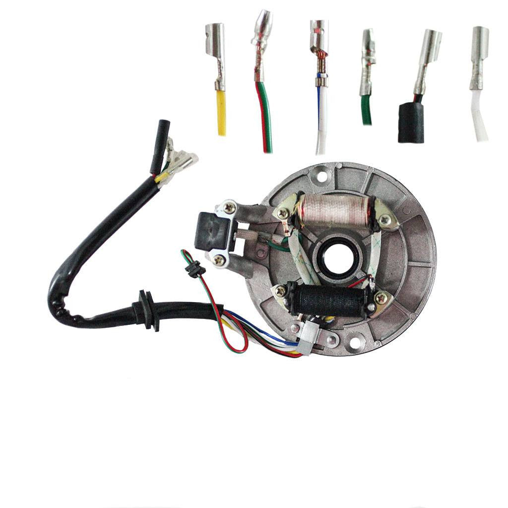 Stator Magneto With Matching Flywheel - 2 Coil - 50cc 70cc 90cc 100cc 110cc 125cc Horizontal Engine - VMC Chinese Parts
