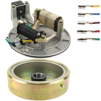 Stator Magneto With Matching Flywheel - 2 Coil - 50cc 70cc 90cc 100cc 110cc 125cc Horizontal Engine - VMC Chinese Parts