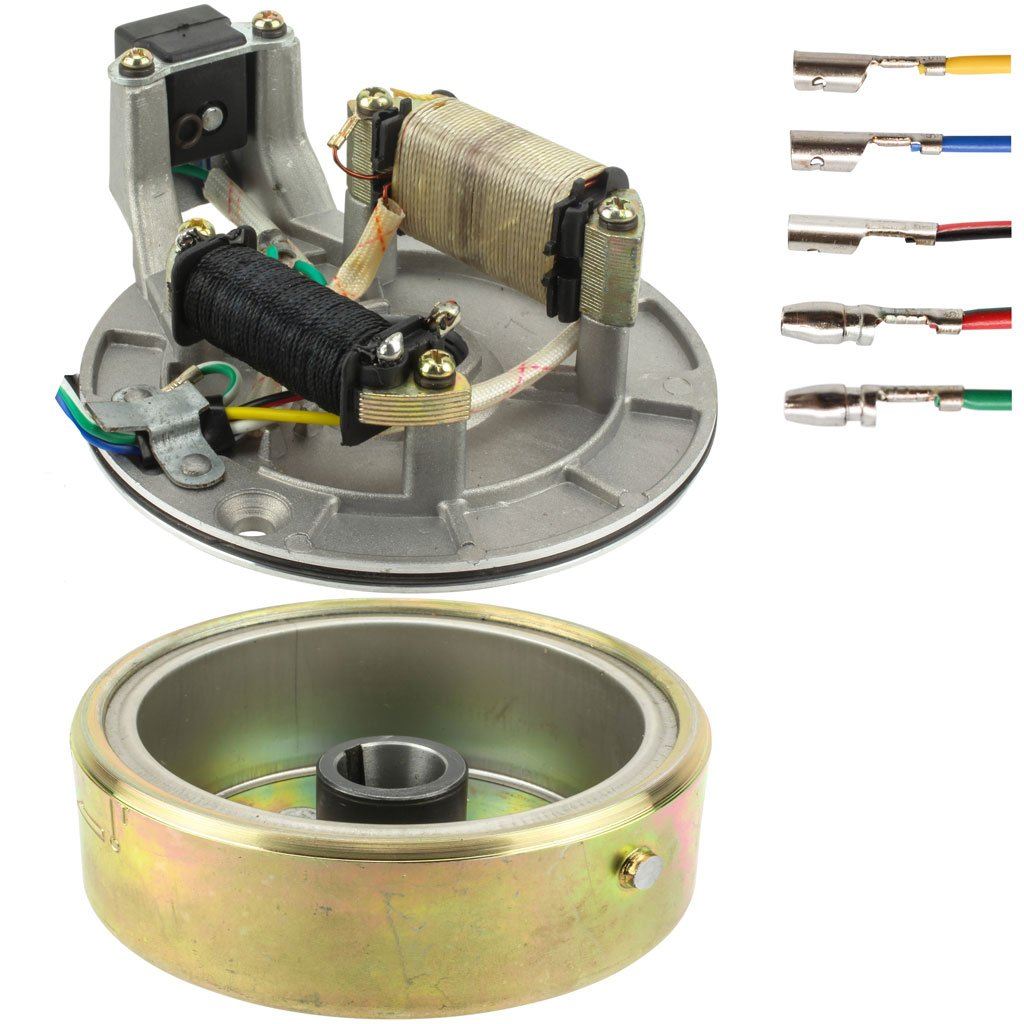 Stator Magneto With Matching Flywheel - 2 Coil - 50cc 70cc 90cc 100cc 110cc 125cc Horizontal Engine - VMC Chinese Parts