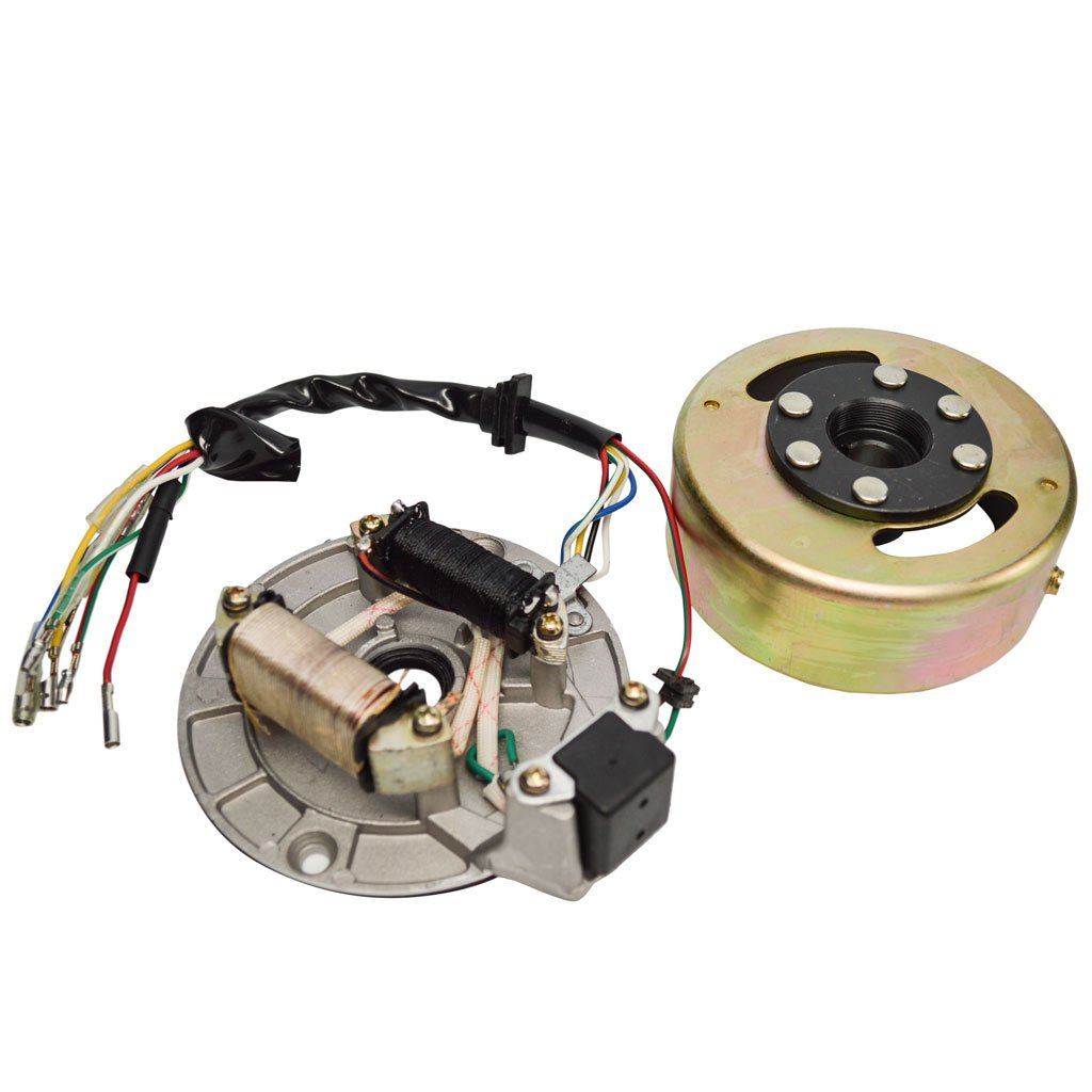 Stator Magneto With Matching Flywheel - 2 Coil - 50cc 70cc 90cc 100cc 110cc 125cc Horizontal Engine - VMC Chinese Parts