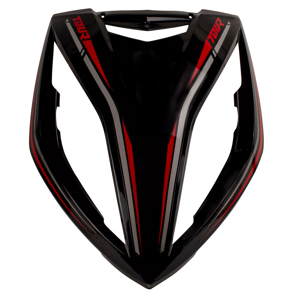 Face Panel / Headlight Housing Panel for Tao Tao Quantum 150 Scooter -Black with Red - VMC Chinese Parts