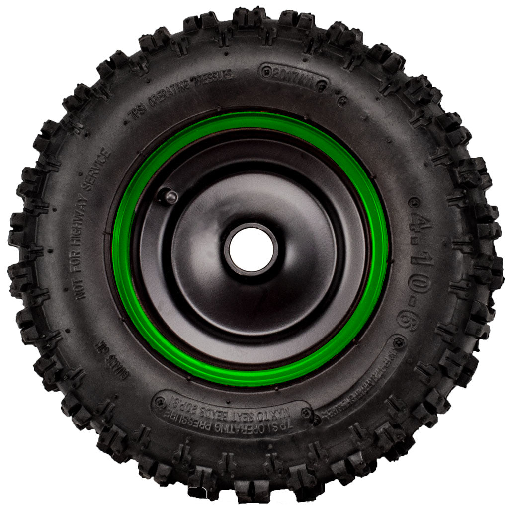 Rear Tire Rim Wheel Assy 13x5-6 Tao Tao E1-350, E2-350, E1-500, E2-500 - GREEN - VMC Chinese Parts