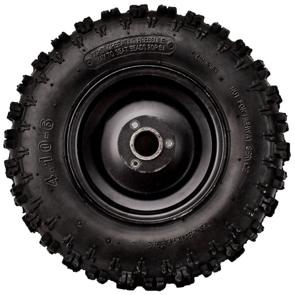 Front Tire Rim Wheel Assy 4.10x6 Tao Tao E1 350, E2 350, E1 500, E2 500 - BLACK - VMC Chinese Parts