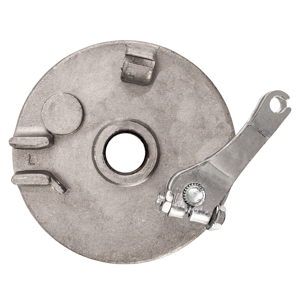 Brake Assy - LEFT - 4.0 Inch Drum with Backing Plate and Shoes and V Spring - Version 06L - VMC Chinese Parts