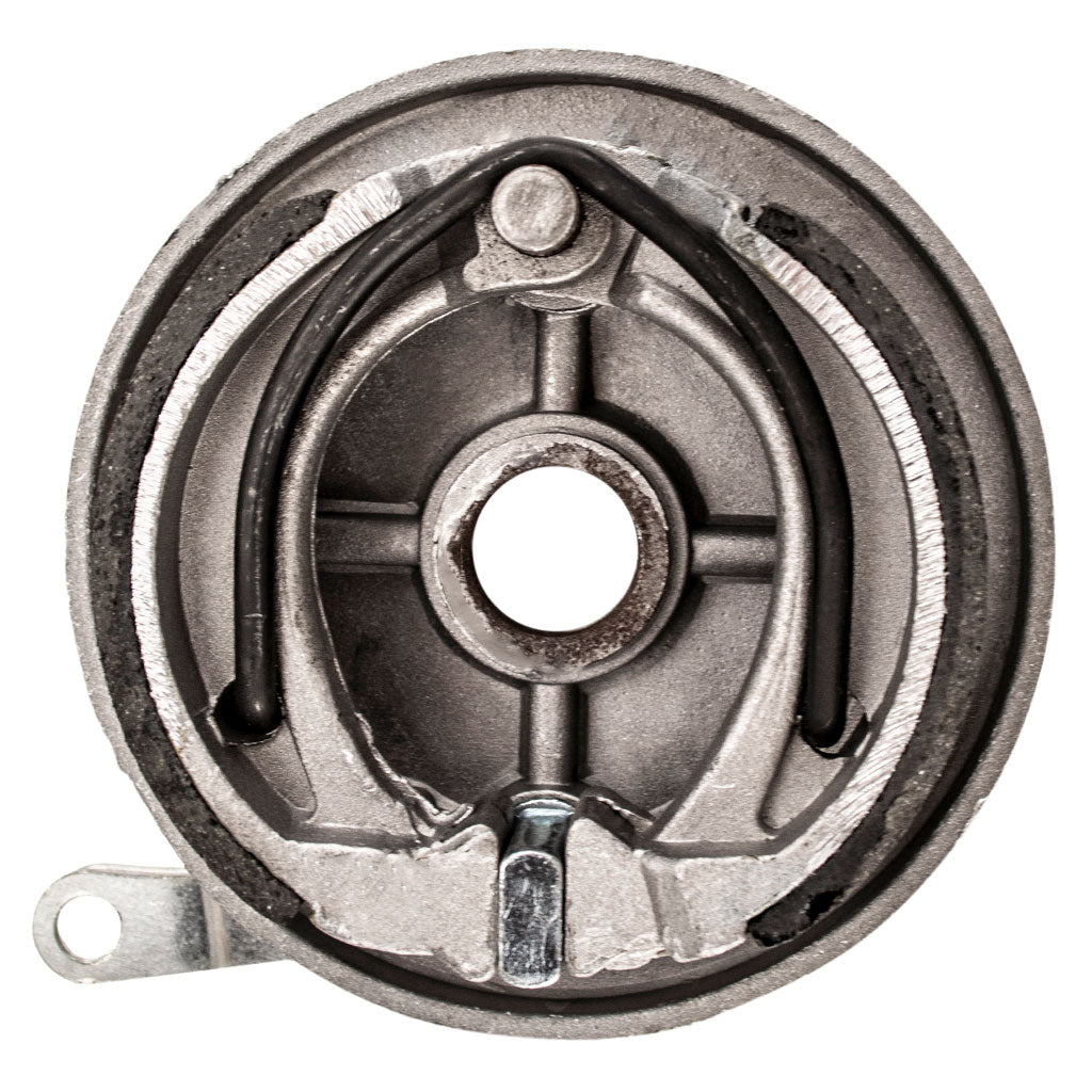 Brake Assy - LEFT - 4.0 Inch Drum with Backing Plate and Shoes and V Spring - Version 06L - VMC Chinese Parts