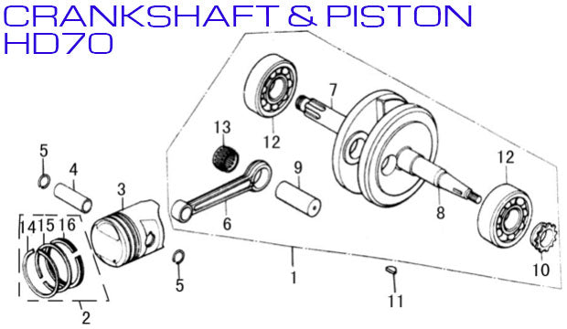 Piston Kit - HD70 70cc - Kayo Fox 70 ATV - VMC Chinese Parts