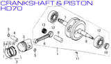 Piston Kit - HD70 70cc - Kayo Fox 70 ATV - VMC Chinese Parts