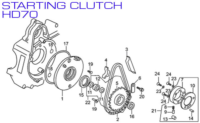 Starter One Way Drive Clutch - HD70 70cc - Kayo Fox 70 ATV – VMC