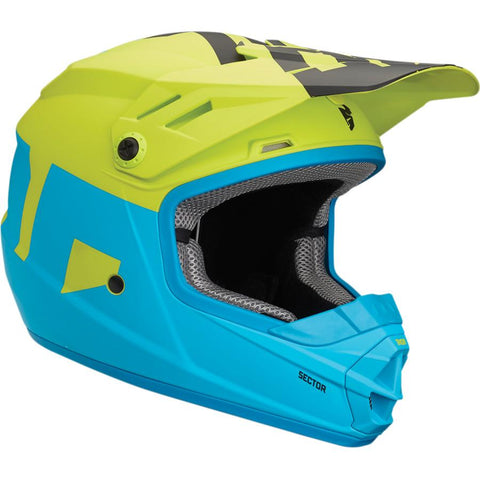 Thor Youth Sector Level Matte Electric Blue/Lime Helmet