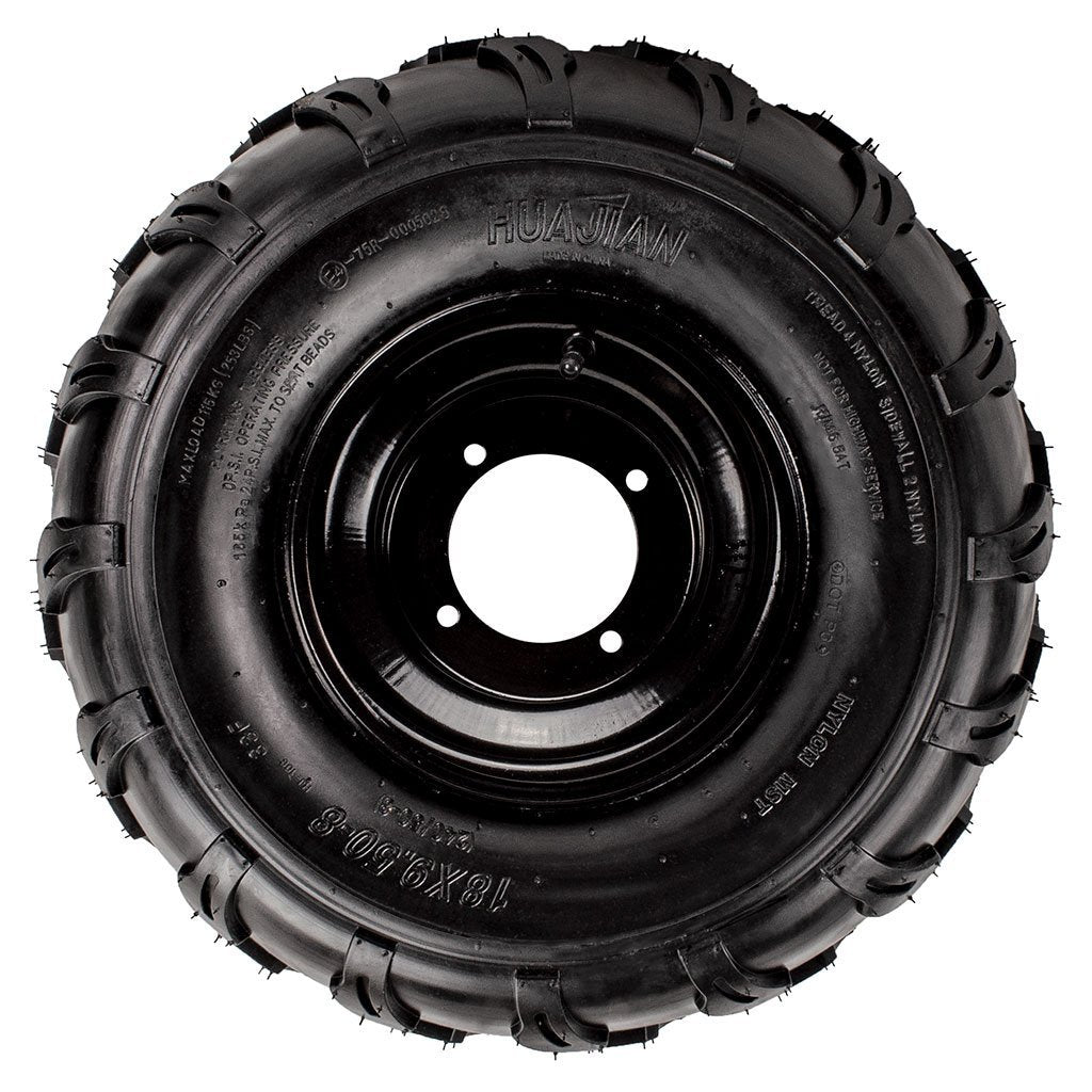 Rim and Tire Assy 18x9.5-8 - 4 Bolt - 10mm - Left - Tao Tao - VMC Chinese Parts