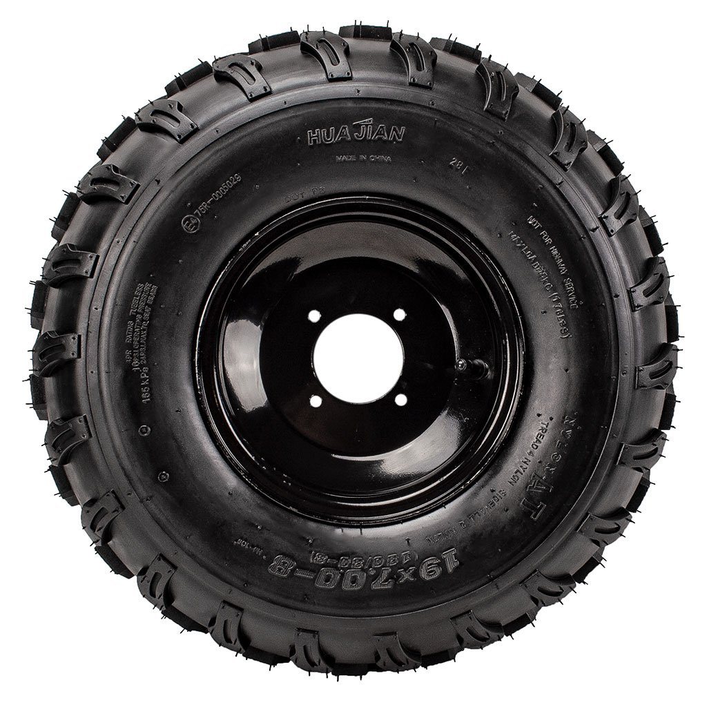 Rim and Tire Assy 19x7-8 - 4 Bolt - 8mm - Left - Tao Tao - VMC Chinese Parts