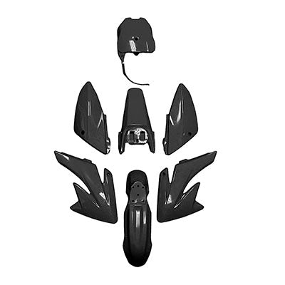 Dirt Bike Body Fender Kit - 7 Piece - Black - CRF70 - VMC Chinese Parts
