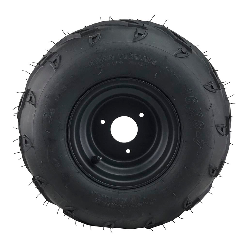 Rim and Tire Assy 16x8-7 - 3 Bolt - 8mm - Left - Tao Tao GK110 Go-Kart - VMC Chinese Parts