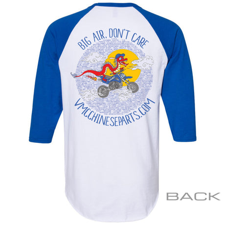 VMC Graphic Baseball Tee - Adult - White and Royal Blue - VMC Chinese Parts