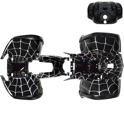 ATV Body Fender Kit - 2 Piece - Black Spider - Coolster 3150, Tao Tao Bull, Rhino