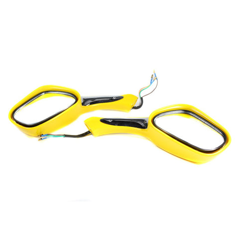 Scooter Rear View Mirror Set with Turn Signals - Yellow