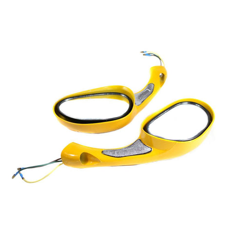 Scooter Rear View Mirror Set with Turn Signals - Dark Yellow