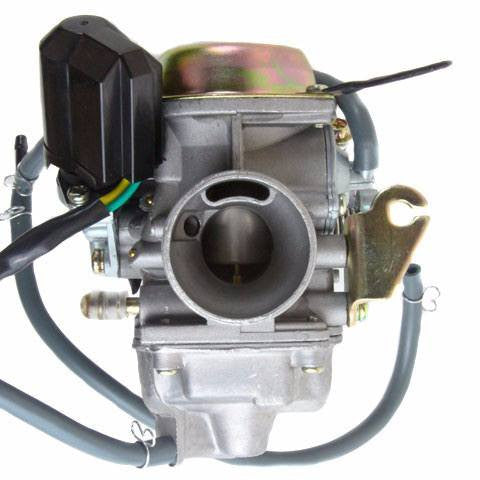Carburetor - PD24J - Electric Choke - 24mm with Rubber Drain Line - GY6 150cc - Version 6