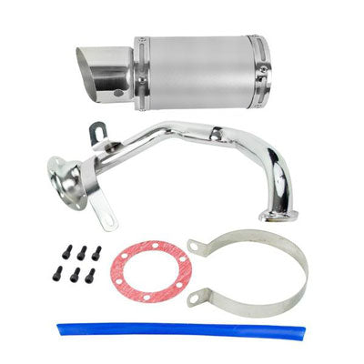 Exhaust System / Muffler for GY6 150cc Scooter - SILVER - VMC Chinese Parts